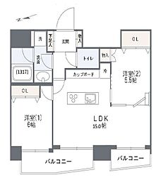 ライオンズマンション三鷹さくら通り 2LDKの間取図画像