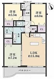 ベルググランデ東久留米 3LDKの間取図画像