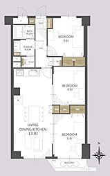 興栄マンションむさしの 3LDKの間取図画像
