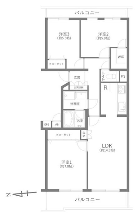 3LDK 間取り