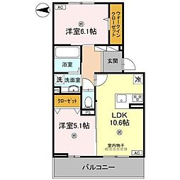 UTATA 3階2LDKの間取り