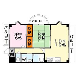 コンフォーレＴ3 3階2LDKの間取り