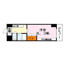 ワイズレジデンス南草津 2階1Kの間取り