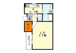 ビエノス西渋川 3階1Kの間取り