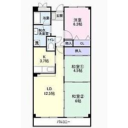 リサービア大津 6階3LDKの間取り