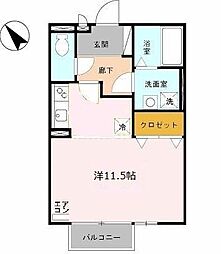 モナリエコート1 2階ワンルームの間取り