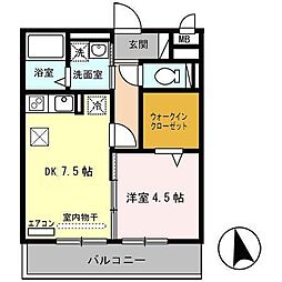 セヴェルセタ4 1DKの間取図画像