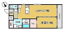 アリエーテ草津 1LDKの間取図画像