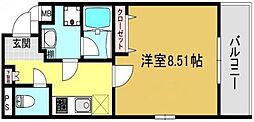 コテージ下之郷 1Kの間取図画像