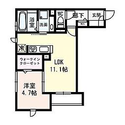 エスポワール飛鳥 1LDKの間取図画像