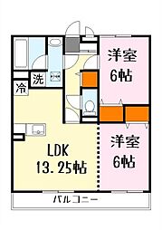 クレストブルー 2LDKの間取図画像
