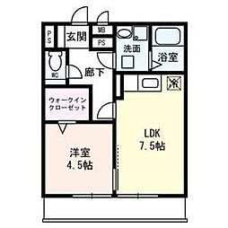 セジュールA&M 1DKの間取図画像