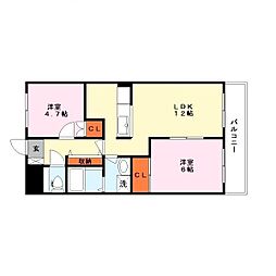 ピュアフレンド 2LDKの間取図画像