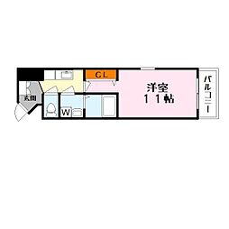 クエスト西大路 1Kの間取図画像