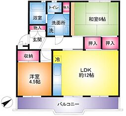 海浜幕張コーポ1号棟 2LDKの間取図画像