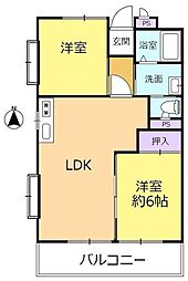 サンハイツ川越 1階2LDKの間取り
