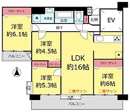 ハイラーク若葉 4LDKの間取図画像
