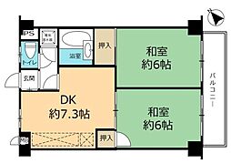 芙蓉ハイツ 2DKの間取図画像
