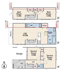 八王子市元横山町1丁目 新築一戸建て・全2棟 1号棟
