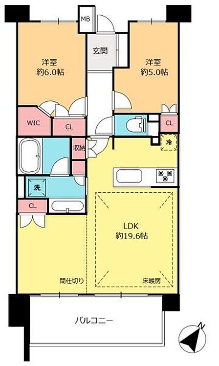 2LDK→3LDKに変更可南東向きにつき、日照・眺望・通風良好です