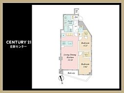 中野坂上アムフラット 2LDKの間取り