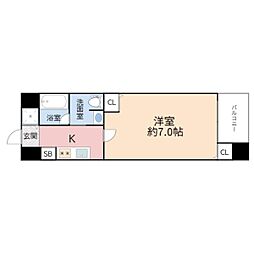 アーデン西天満 12階1Kの間取り