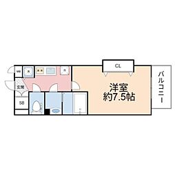 Luxe都島3 6階1Kの間取り