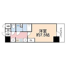 ソルテラスOSAKAJO　EST 7階1Kの間取り
