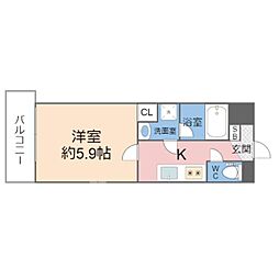 プリマヴェーラ南森町 12階1Kの間取り