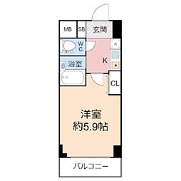 プレサンス天満 1Kの間取図画像