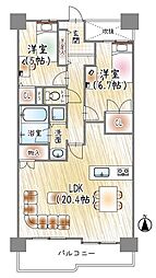 シャトーサンパークスクエア 2LDKの間取図画像