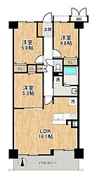 パストラーレ天理 3LDKの間取図画像
