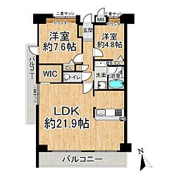 タワーヒルズ西大和 2SLDKの間取図画像
