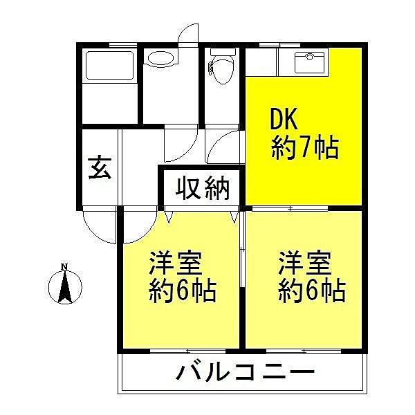 K’sハウス 202｜滋賀県長浜市宮司町(賃貸マンション2DK・2階・53.89㎡)の写真 その2