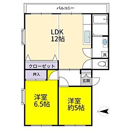 bliss2 2階2LDKの間取り
