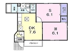 エフインフィニート 1階1DKの間取り