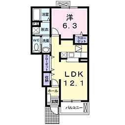 ソル・レヴェンテ　ドゥーエ 1階1LDKの間取り