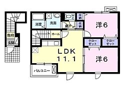 ＨＯＬＹＧＬＩＴＴＥＲ　Ｔ．Ｊ 2階2LDKの間取り