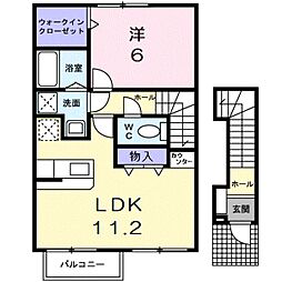 ツインアヴニール弐号館 1LDKの間取図画像