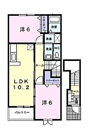 デーアプラシード 2LDKの間取図画像