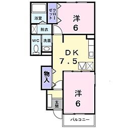 ケンブライト 2DKの間取図画像