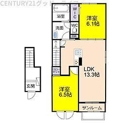 ボニートブローテ 2LDKの間取図画像