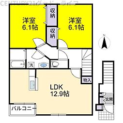 ソレアード・カーサA 2LDKの間取図画像