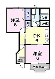 プリム・セーリオ 2DKの間取図画像