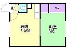 第2八栄ハウス 1DKの間取図画像