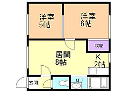 ナイスコーポ 2LDKの間取図画像