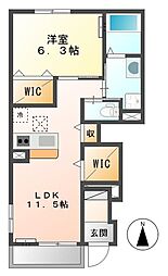 シャルマンコートA 1LDKの間取図画像