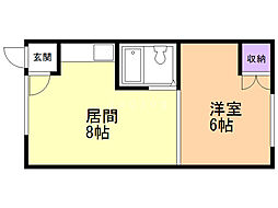 グランドール片桐 1DKの間取図画像