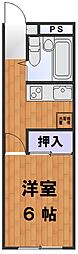 エンジェル乙媛3 1Kの間取図画像
