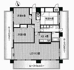 ロイヤルヒルズ白島 13階3LDKの間取り